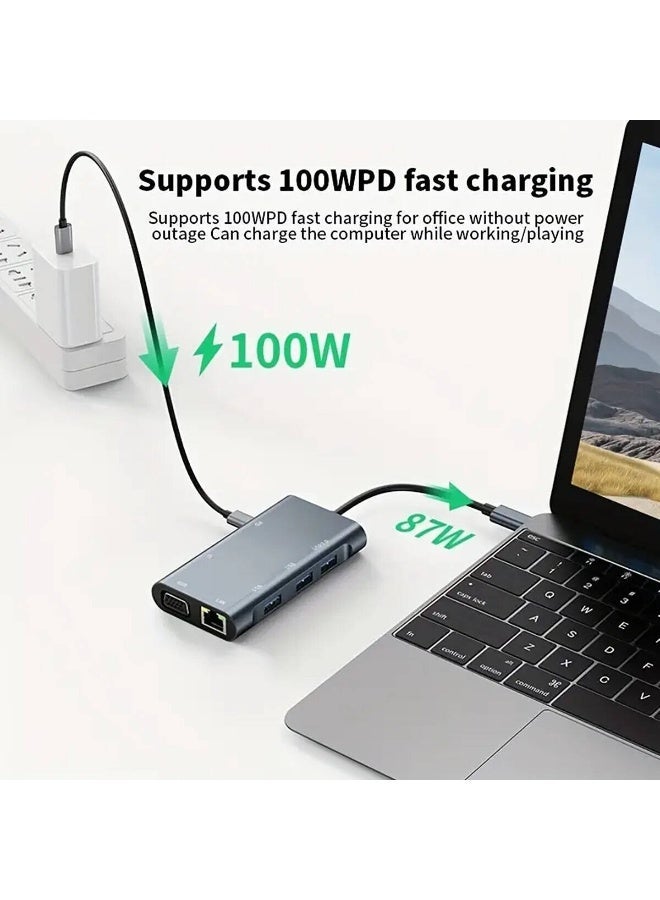 م اكس م محول USB C Hub 7 في 1، 4K 30 هرتز، من النوع C إلى HDTV، محول USB 3.0 متوافق، محطة إرساء USB C Hub 7 في 1، موزع USB C PD بقوة 100 وات، توافق عالمي، (7 منافذ-B) - Image 5